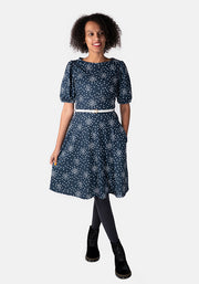 Harper Navy Clustered Spot Print Dress
