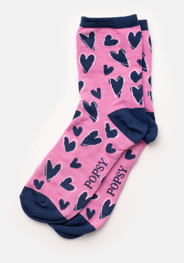 3 Pack Unicorn, Stripe & Heart Knit Socks