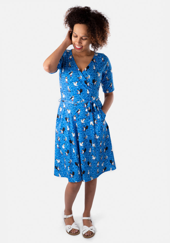 Imogen Blue Sea Bird Print Dress