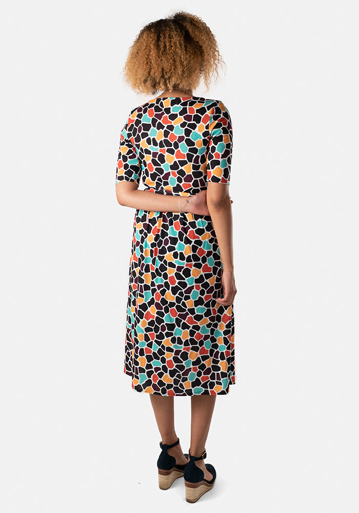 Ingrid Abstract Giraffe Print Midi Dress
