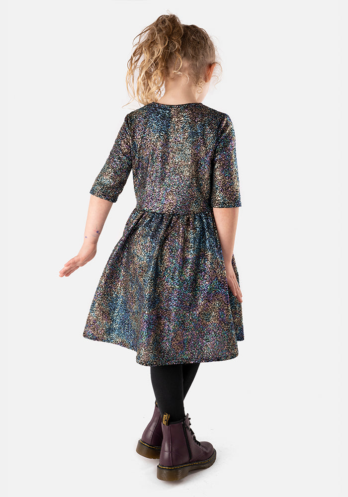 Children's Rainbow Sparkle Print Dress (Iris)