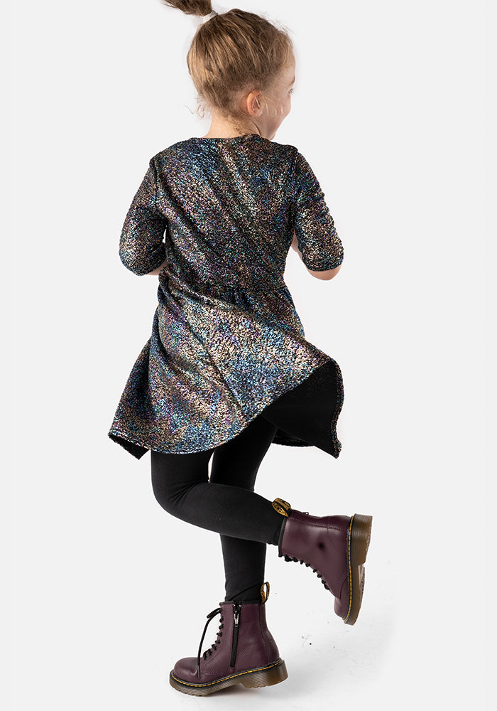 Children's Rainbow Sparkle Print Dress (Iris)