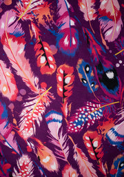 Jadine Magenta Feather Print Culotte Jumpsuit