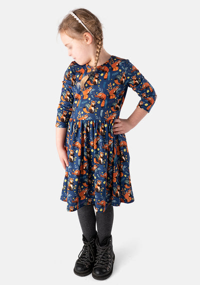 Children's Red Panda Print Dress (Jasper)