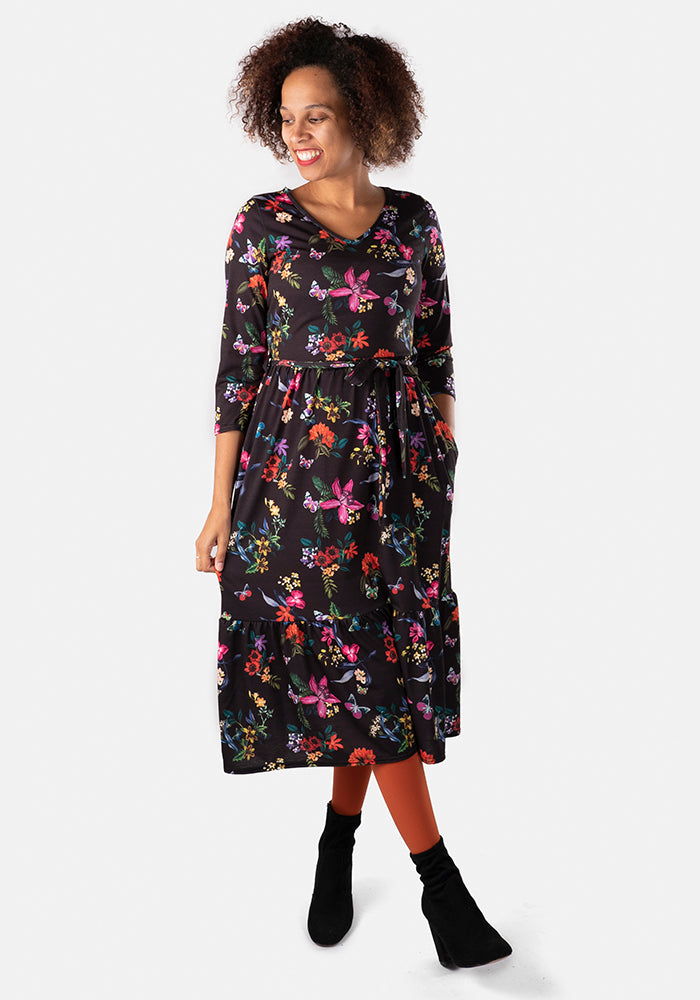 Javeria Botanical Print Midi Dress