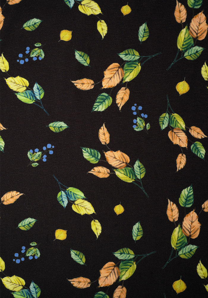 Jeannie Falling Leaf Print Midi Dress