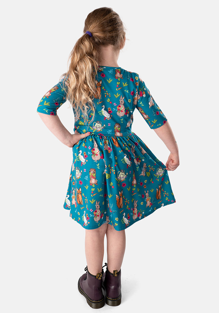 Children's Rabbit Garden Print Dress (Jemi)