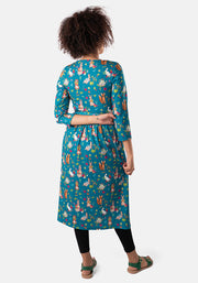 Jemi Rabbit Garden Print Midi Dress