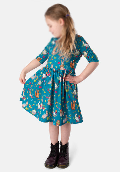 Children's Rabbit Garden Print Dress (Jemi)