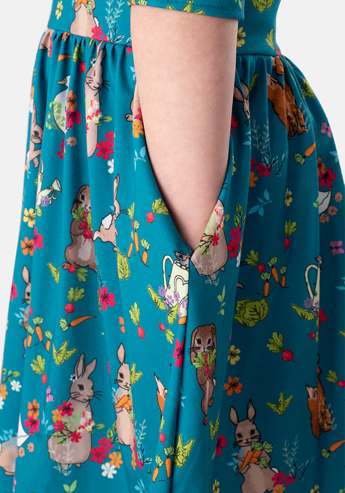 Children's Rabbit Garden Print Dress (Jemi)