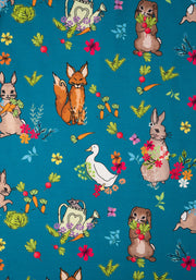 Jemi Rabbit Garden Print Midi Dress
