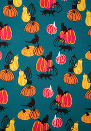 Jinx Pumpkins & Black Cat Print Midi Dress