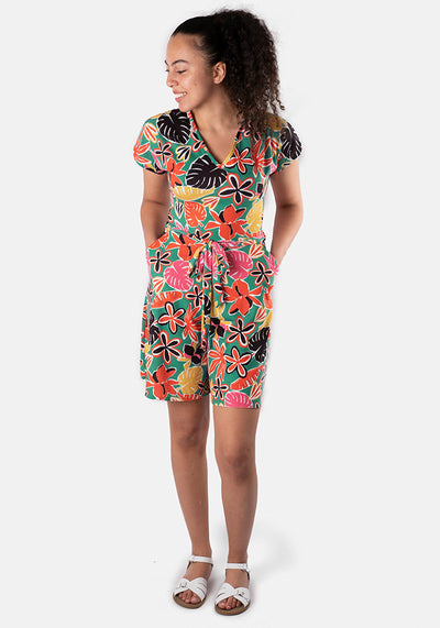 Joley Painted Leaf Print Playsuit