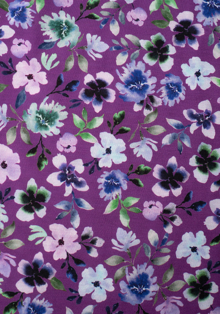 Johanna Violet Floral Print Midi Dress