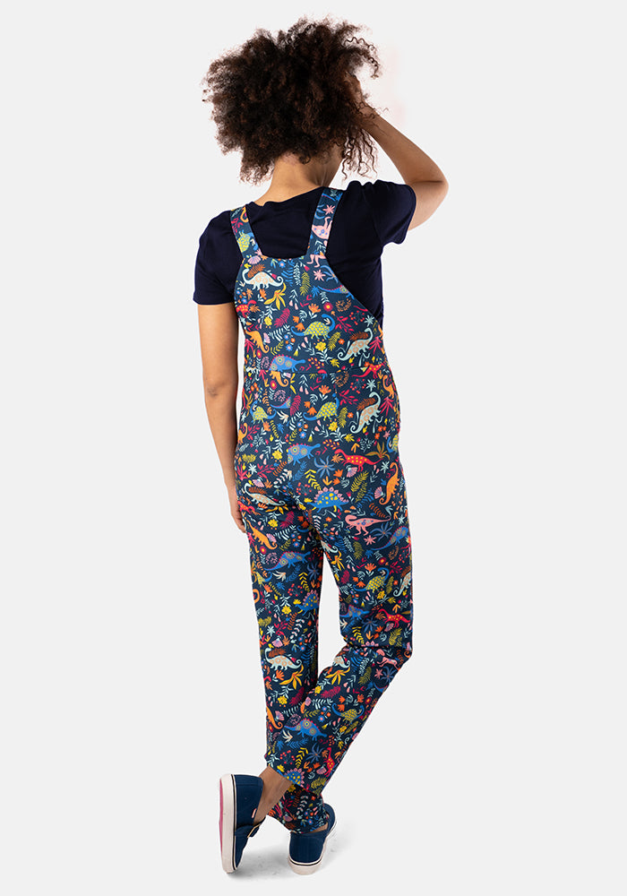 Sixth angle of Jordan Dinosaur Print Textured Crepe Dungaree