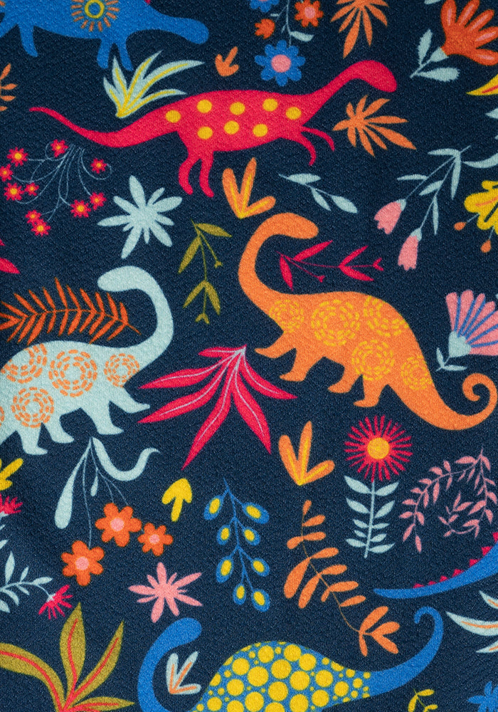 Second angle of Jordan Dinosaur Print Textured Crepe Dungaree