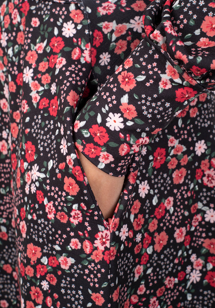 Joselyn Red & Black Ditsy Floral Print Dress