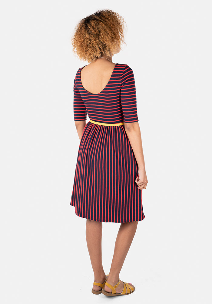 Josephine Navy & Red Stripe Dress