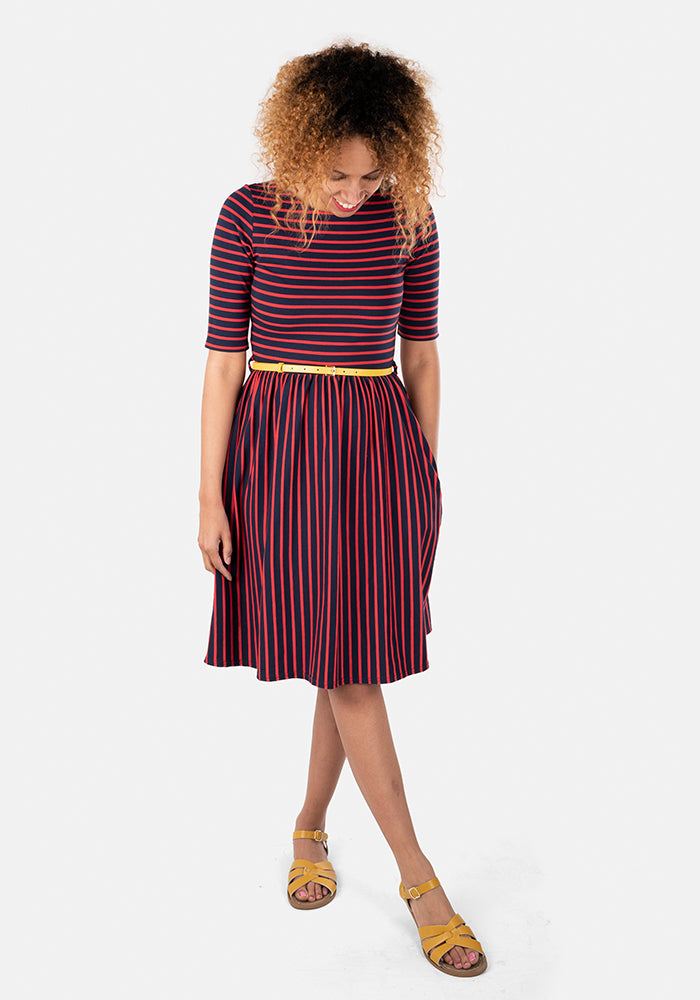 Josephine Navy & Red Stripe Dress