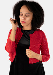 Jovie Red & Silver Sparkle Bolero Jacket