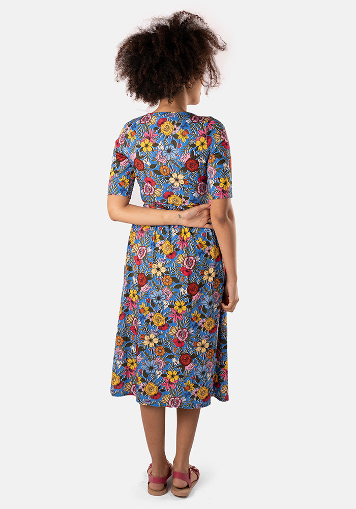 Kara Sketched Floral Print Midi Dress