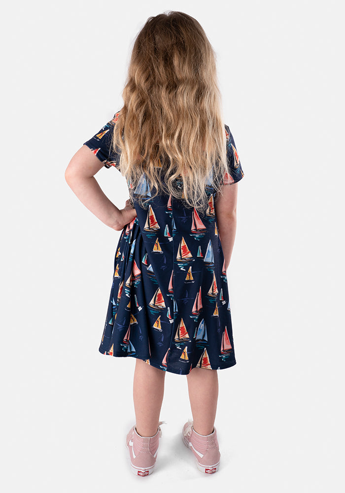 Children's Sailing Boat Print Dress (Karina)