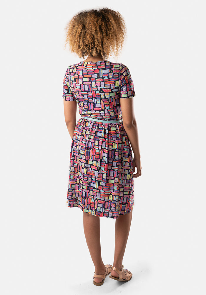 Katana Patterned Food Print Dress
