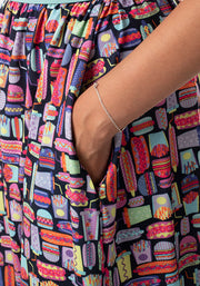 Katana Patterned Food Print Dress