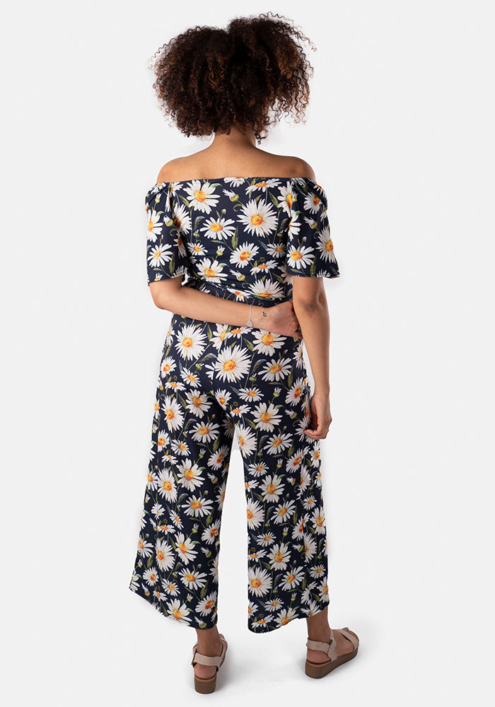 Kaylee Large Daisy Print Culotte Jumpsuit