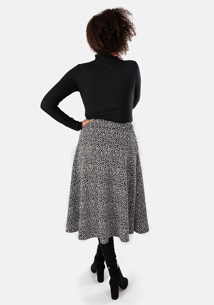 Black & White Jacquard A-Line Skirt