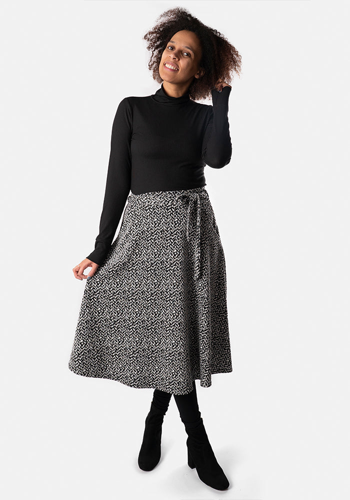 Black & White Jacquard A-Line Skirt