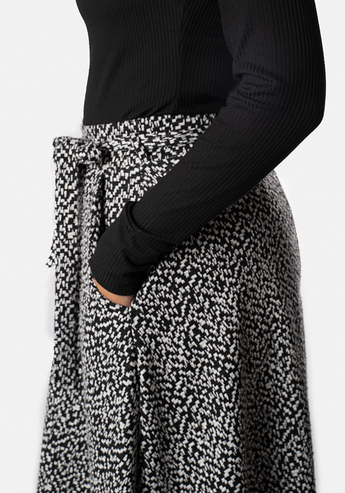 Black & White Jacquard A-Line Skirt