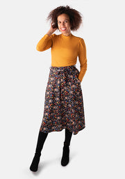 Kelsea Elephant Garden Print A-Line Skirt