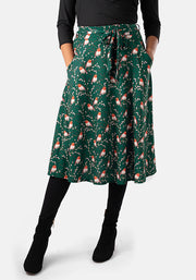 Kelsea Green Robin Print A-Line Skirt