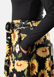 Kelsea Sunflower Print A-Line Skirt