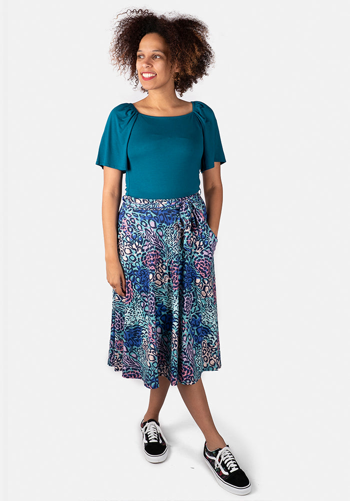Kelsea Hybrid Animal Print A-Line Skirt