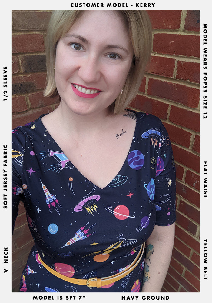 Orion Planet & Spaceship Print Dress