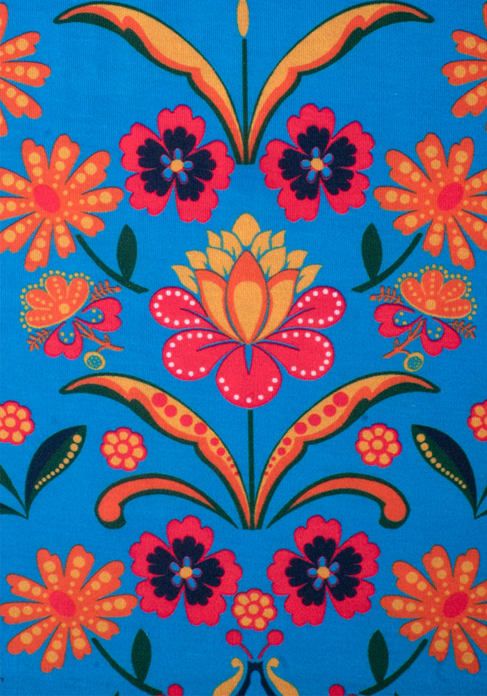 Lacey Blue Bohemian Floral Print Midi Dress