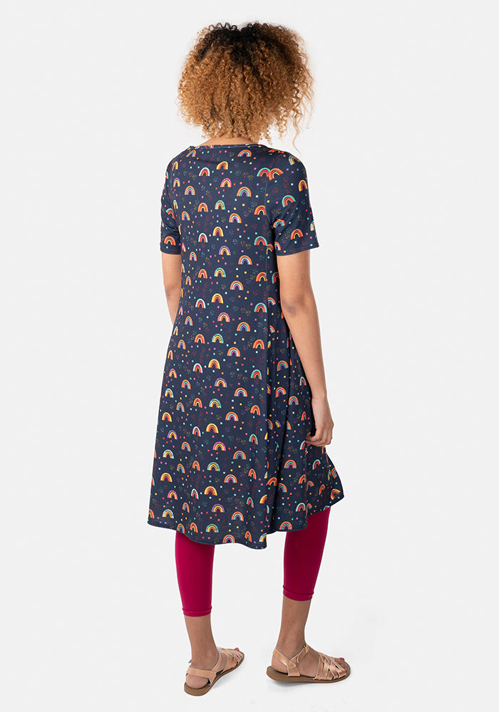 Larissa Rainbow Print Trapeze Dress
