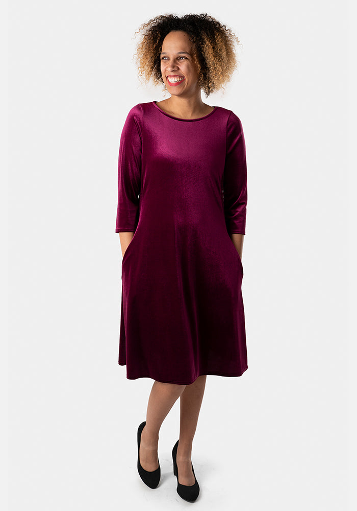 Laurena Wine Velvet Dress