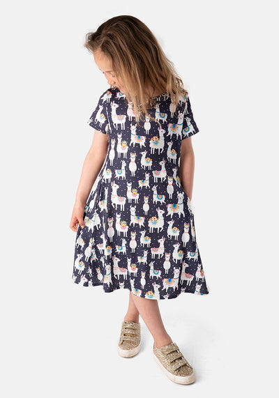 Children's Llama Print Dress (Lena)