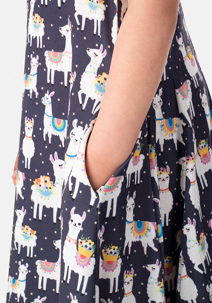 Children's Llama Print Dress (Lena)