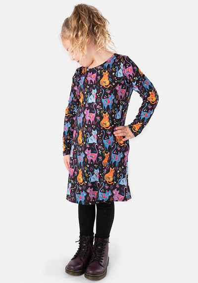 Children's Kitty Floral Print Dress (Lennon)