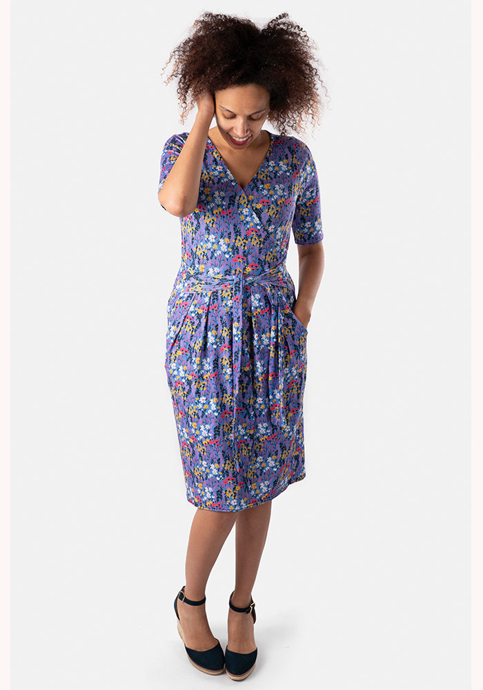 Leonie Purple Ditsy Print Dress