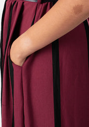 Leya Wine & Black Stripe Midi Dress