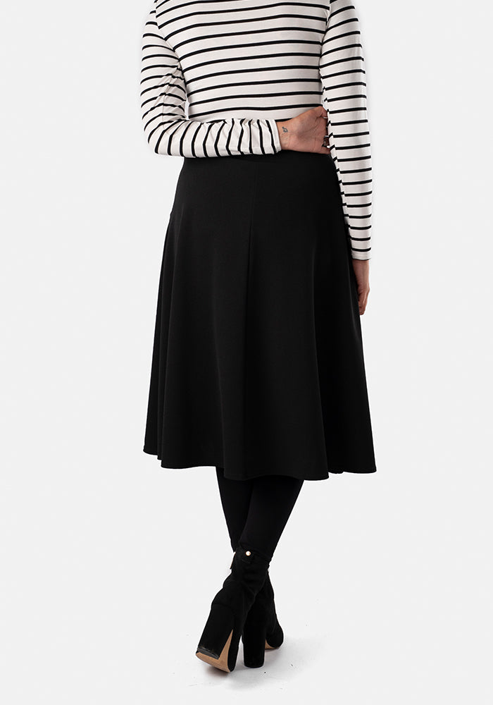 Eighth angle of Lilia Black A-Line Textured Crepe Skirt