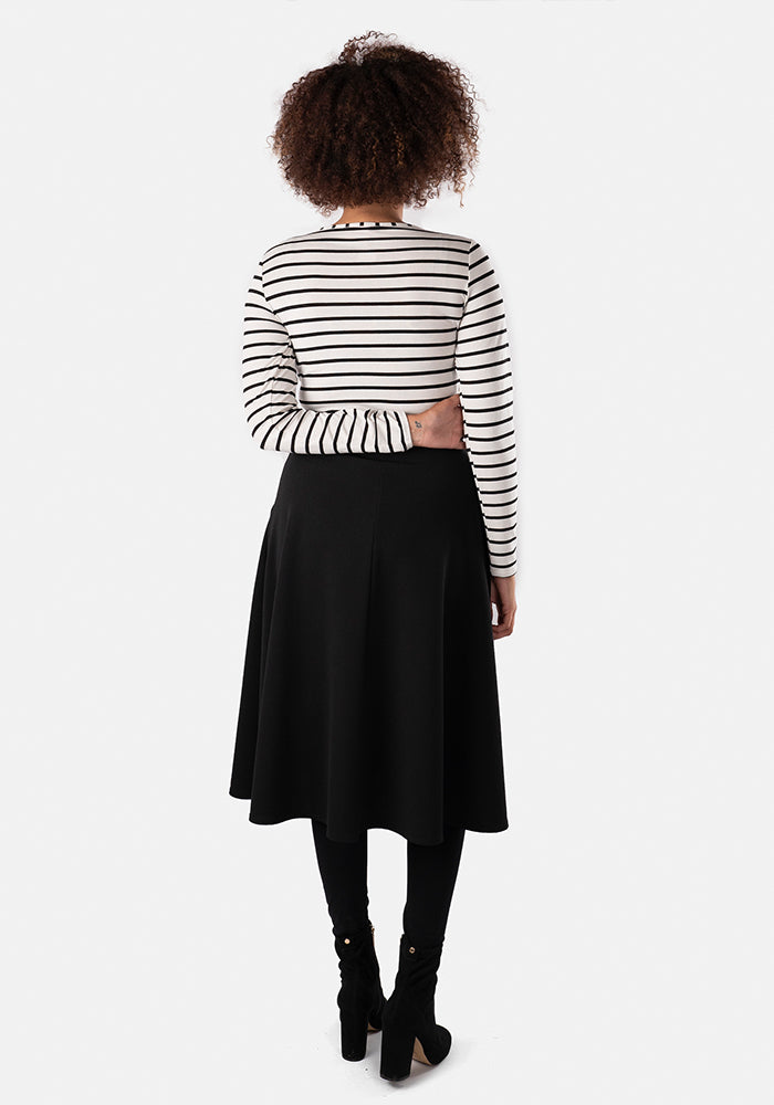 Seventh angle of Lilia Black A-Line Textured Crepe Skirt
