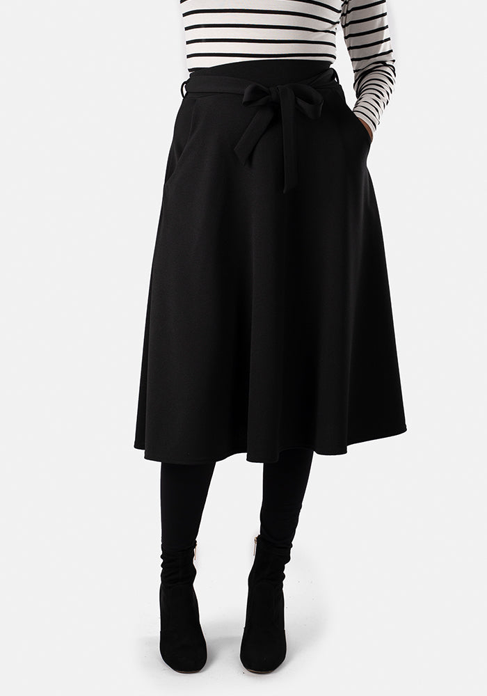 Sixth angle of Lilia Black A-Line Textured Crepe Skirt