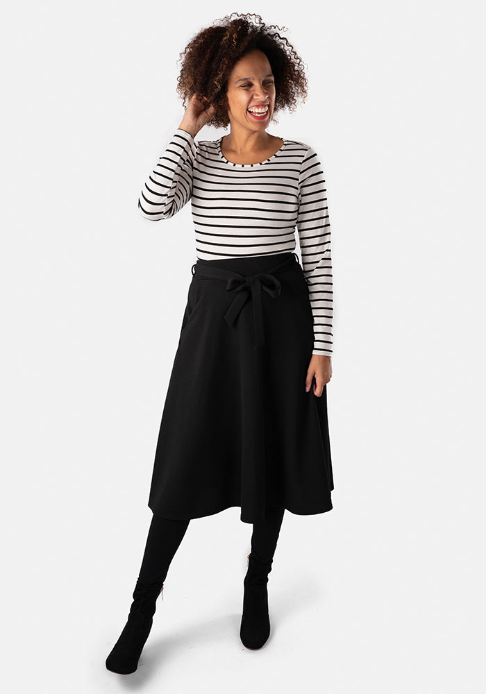 Fifth angle of Lilia Black A-Line Textured Crepe Skirt