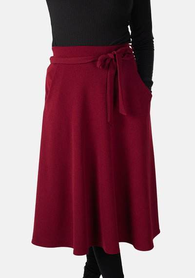 Lilia Wine A-Line Skirt